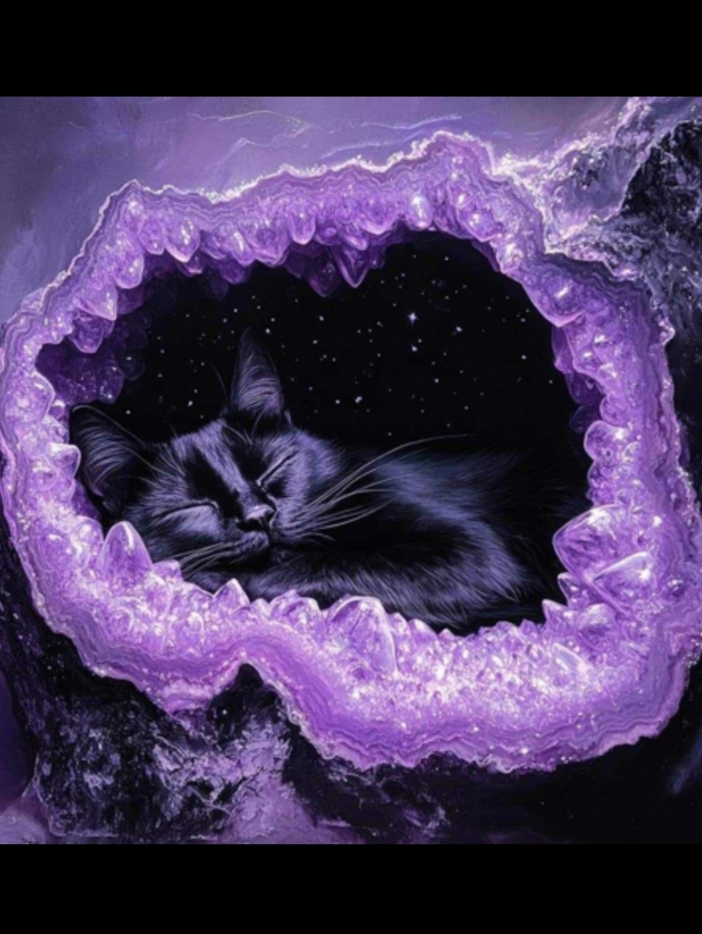 Purple Crystal Cat DIY 5D Full Round Drill Diamond Painting
